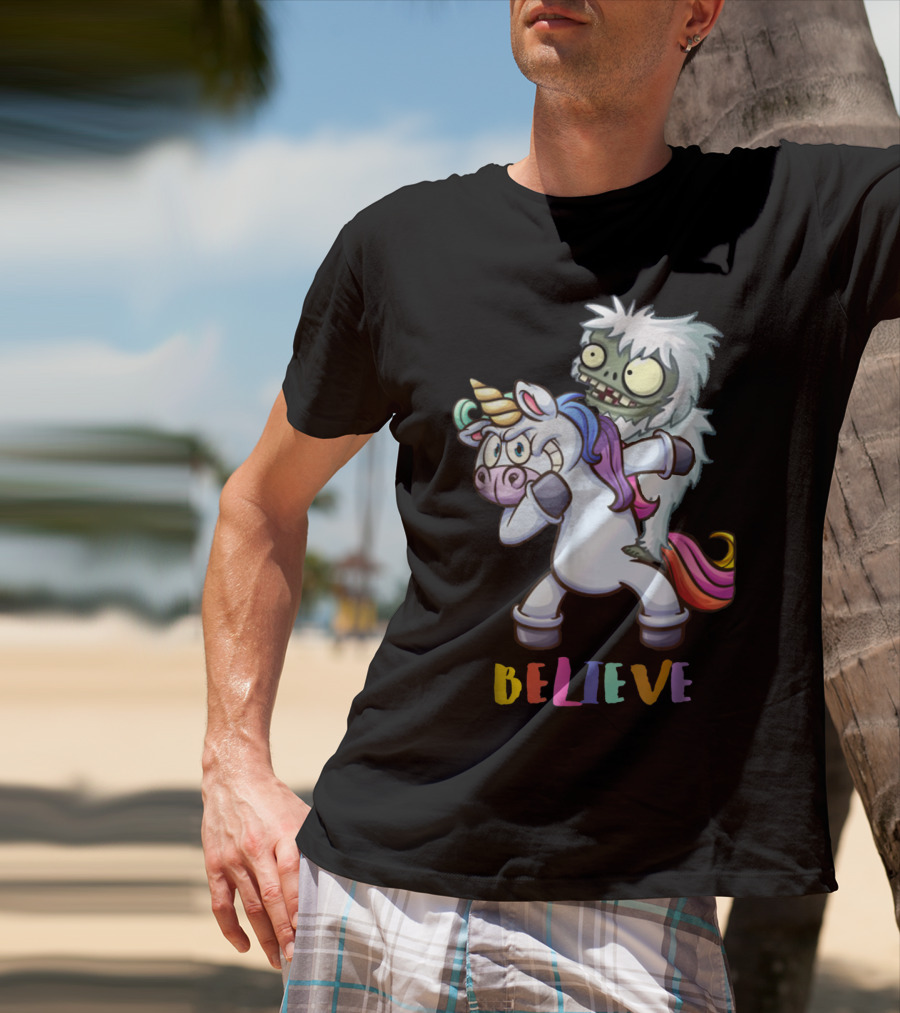 Believe Bigfoot Riding Unicorn T-Shirt