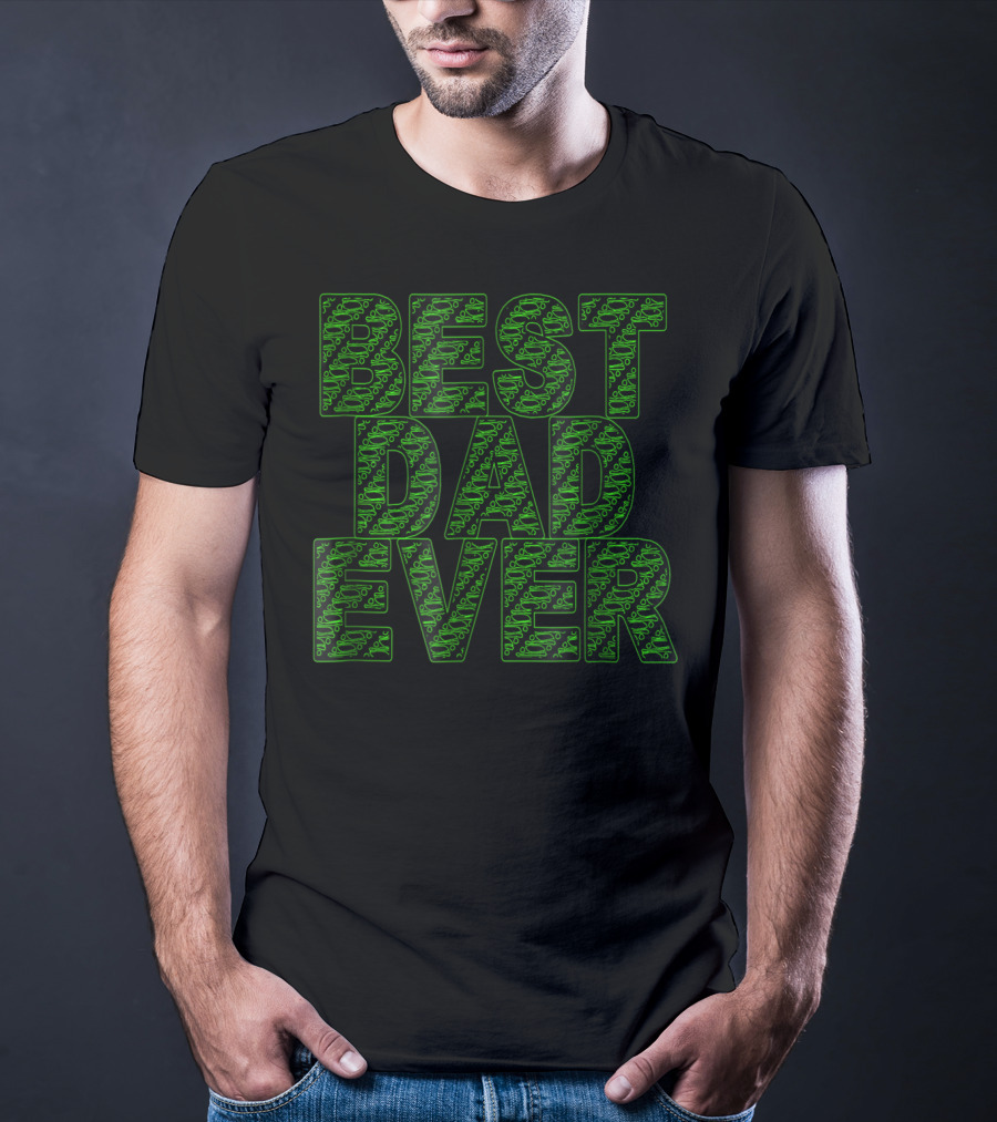 Best Dad Ever Green Circuit Pattern Tech T-Shirt