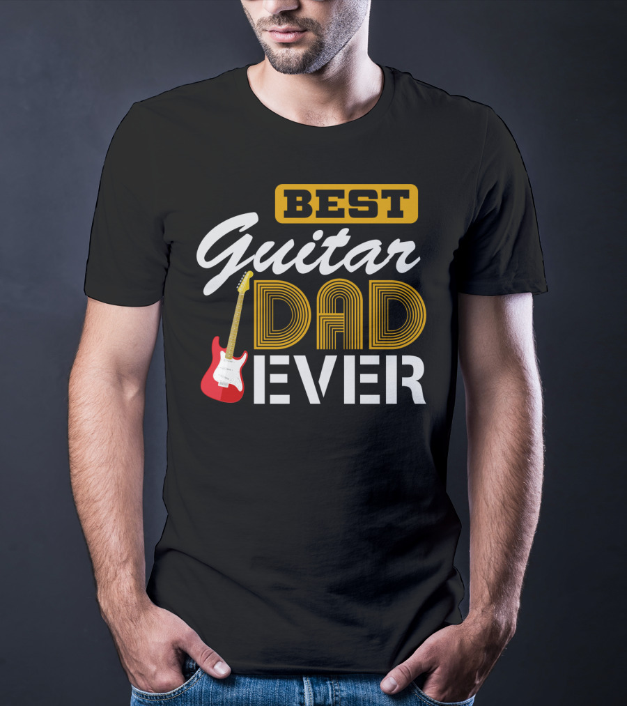 BEST Guitar Dad Ever With Red Electric Guitar T-Shirt