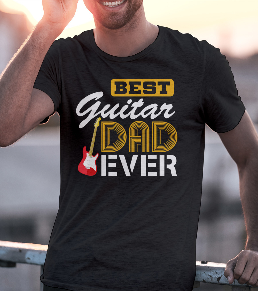 BEST Guitar Dad Ever With Red Electric Guitar T-Shirt