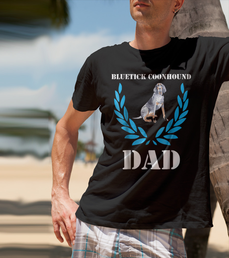 Bluetick Coonhound Dad Laurel Wreath Dog T-Shirt