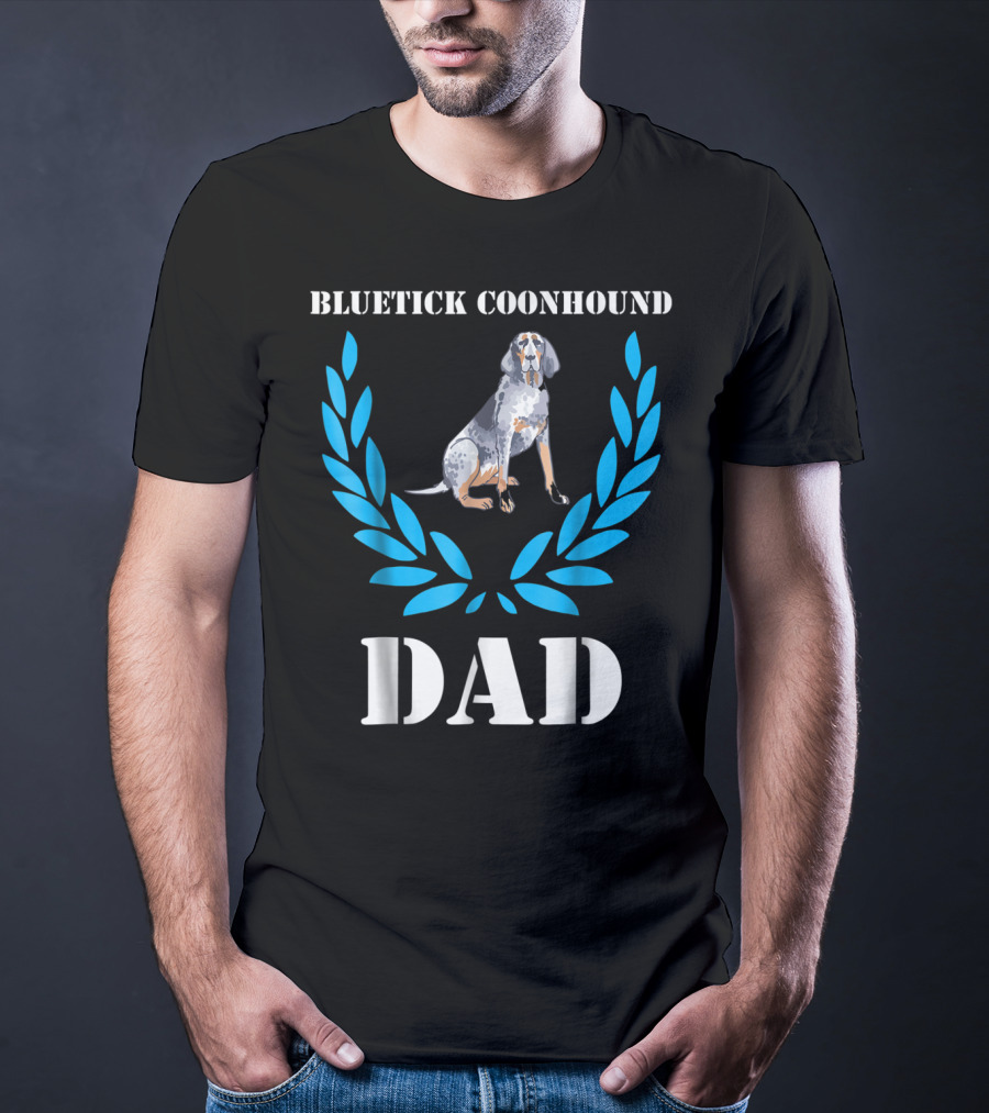 Bluetick Coonhound Dad Laurel Wreath Dog T-Shirt