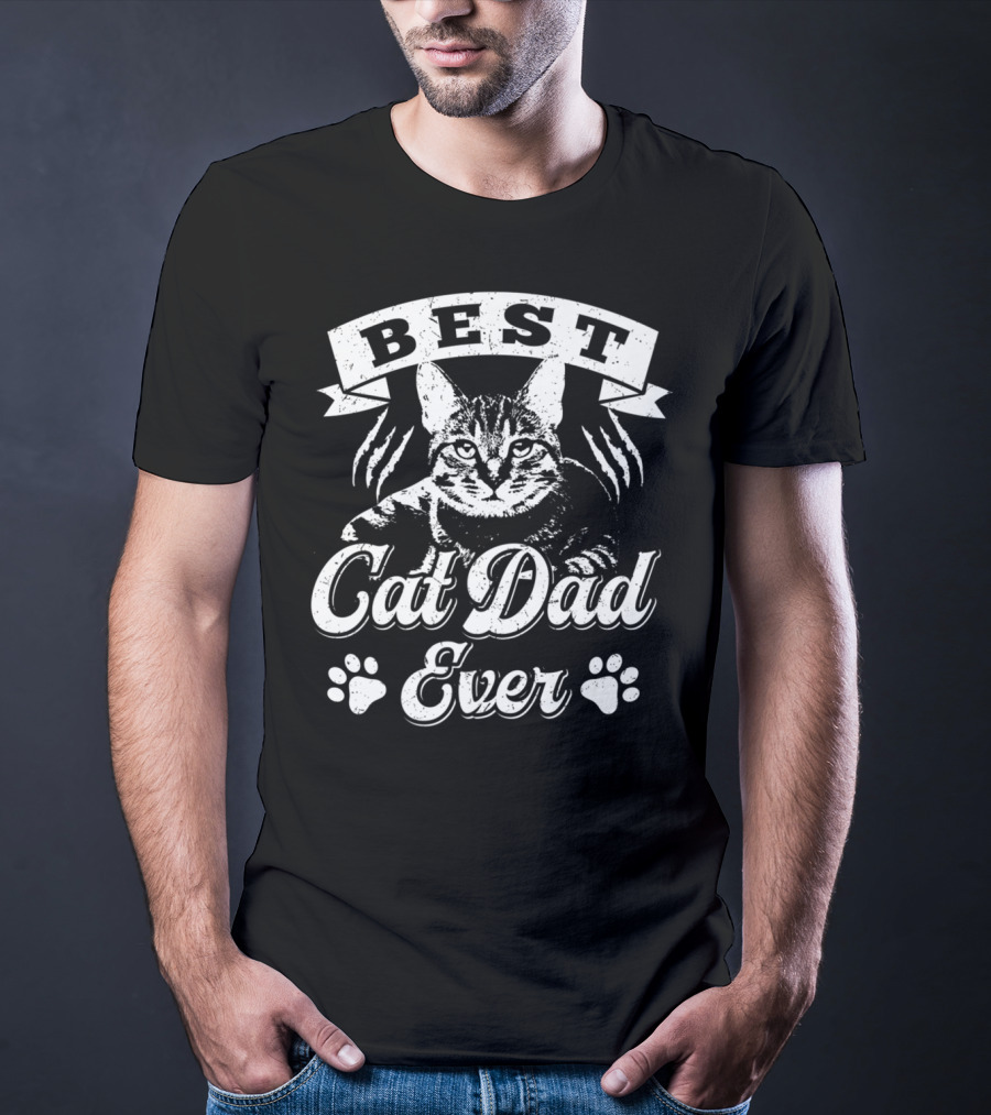 Best Cat Dad Ever Father's Shirt Awesome Cat Mens T-Shirt