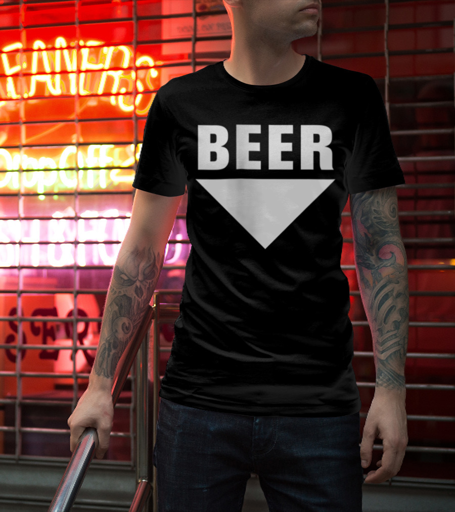 BEER Belly Arrow Label Expecting Joke T-Shirt