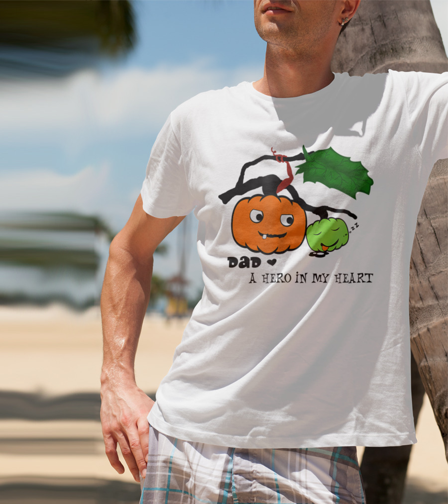 Dad A Hero In My Heart Pumpkin Halloween T-Shirt