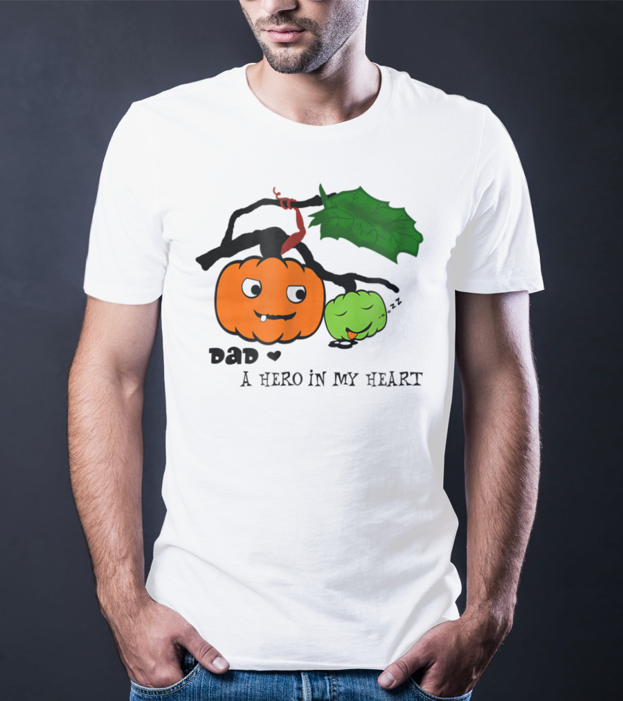 Dad A Hero In My Heart Pumpkin Halloween T-Shirt