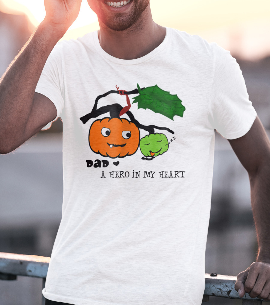 Dad A Hero In My Heart Pumpkin Halloween T-Shirt