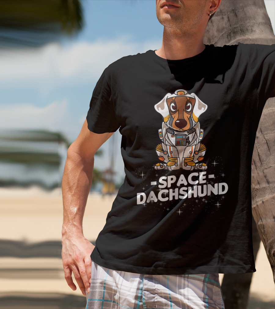 Space Dachshund In Christmas Suit T-Shirt