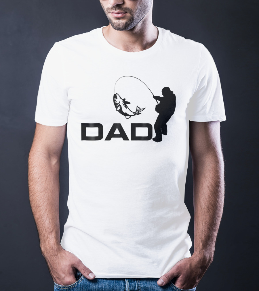 Dad Fishing Fisherman Silhouette Catching Fish 031 T-Shirt