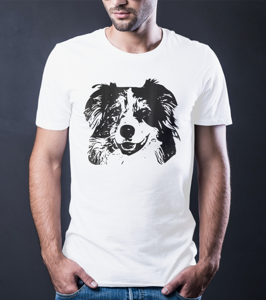 Australian Shepherd Dog Mom Or Dad Happy Face T-Shirt