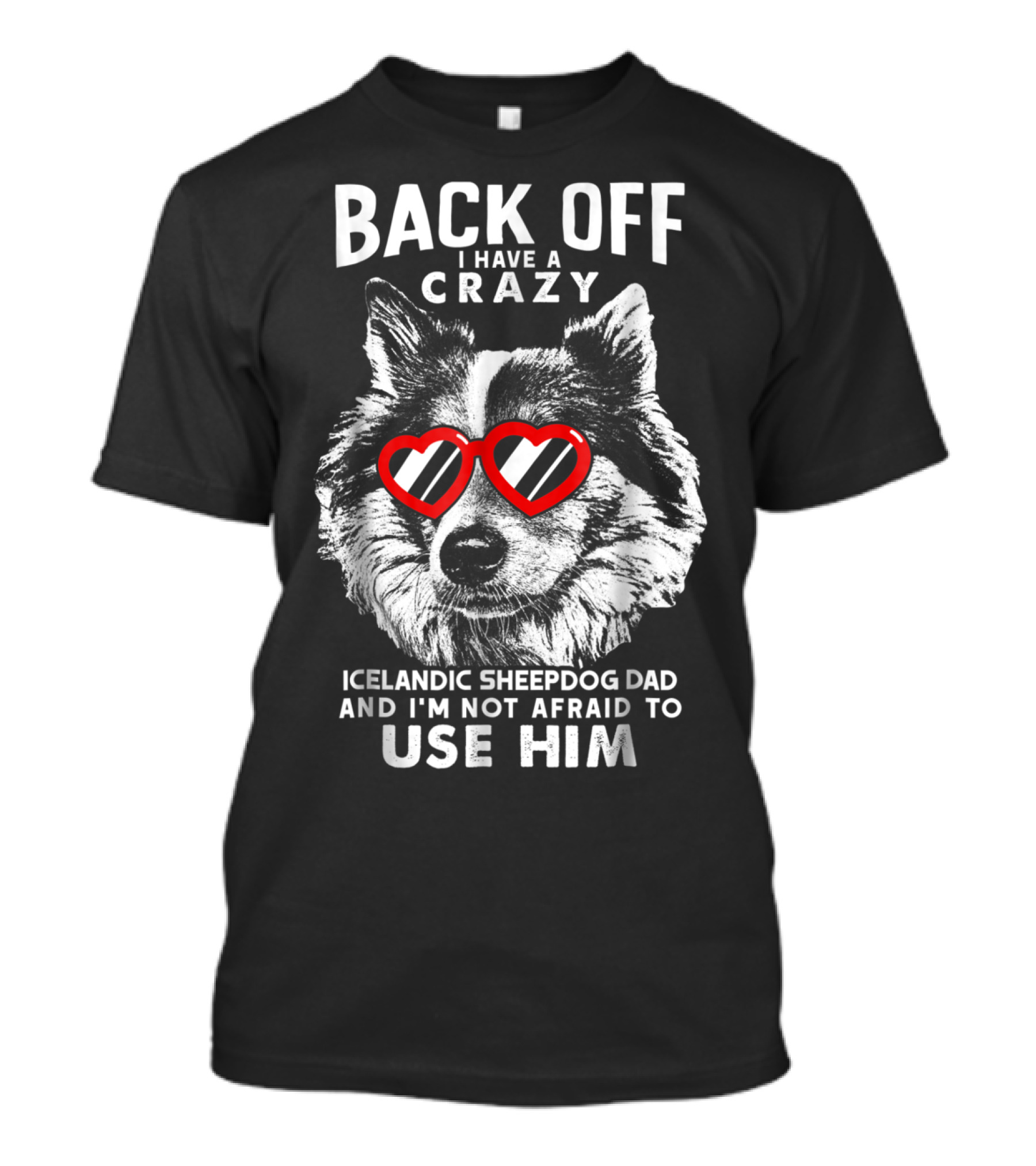 Back Off I Have A Crazy Icelandic Sheepdog Dad And I'm Not Afraid To Use Him T-Shirt