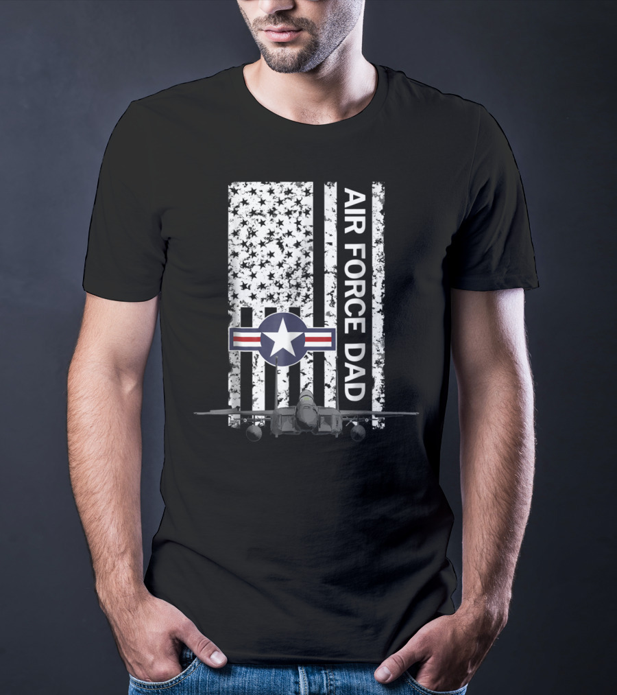 Air Force Dad Grunge Flag With F15 Jet And Star Emblem T-Shirt