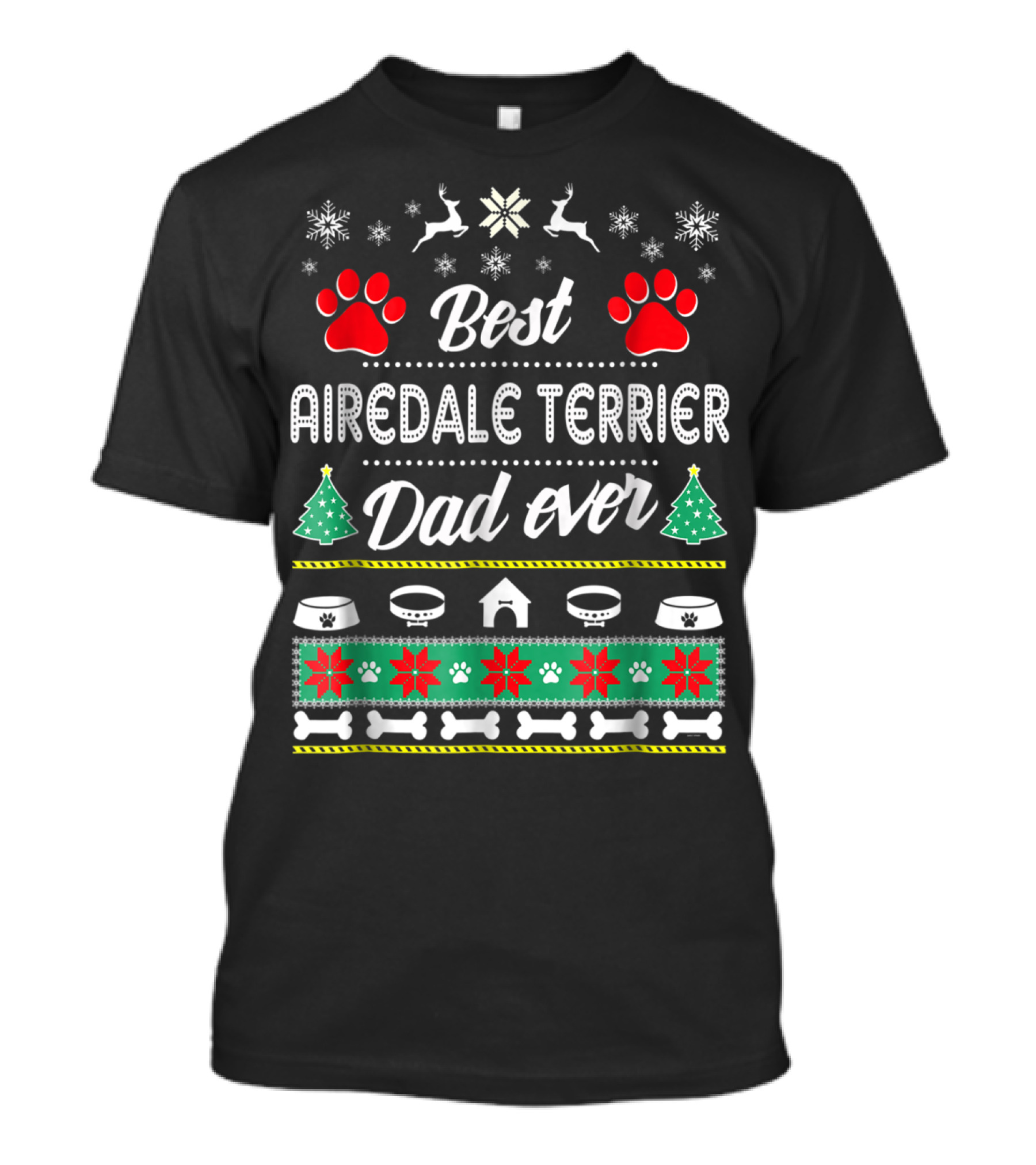 Best Airedale Terrier Dad Ever Christmas Ugly T-Shirt