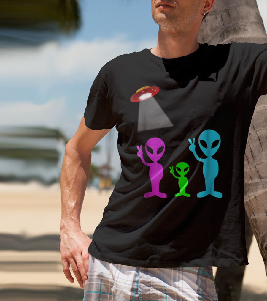 Alien Visitors Fun Space Science Wear Lt88 Peaceful Encounters T-Shirt