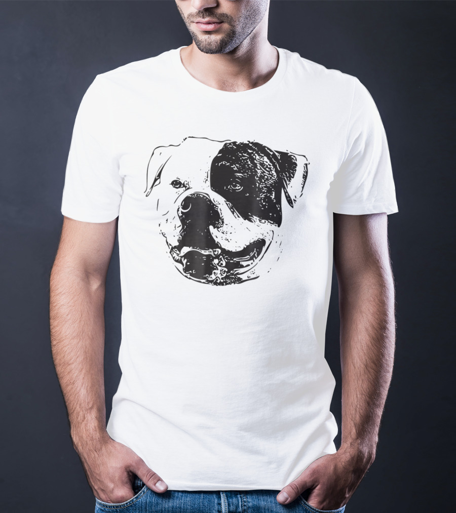 American Bulldog Dog Mom Or Dad Face T-Shirt