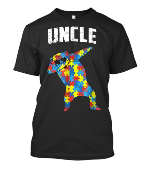 UNCLE Bear Dabbing Puzzle Glasses Autism Mom Dad T-Shirt