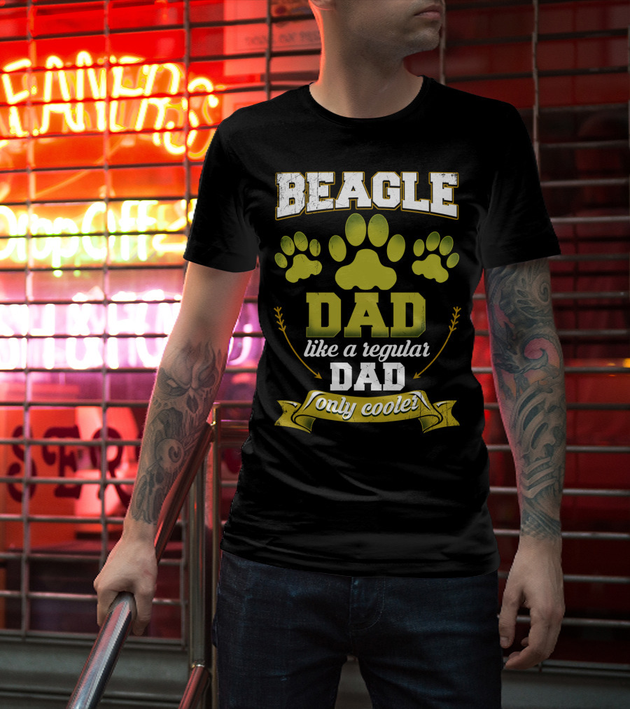 Beagle Dad Like A Regular Dad Only Cooler Paw Prints T-Shirt