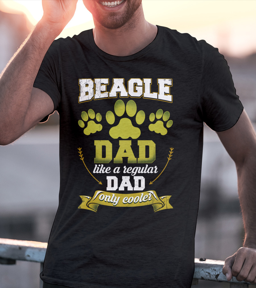Beagle Dad Like A Regular Dad Only Cooler Paw Prints T-Shirt