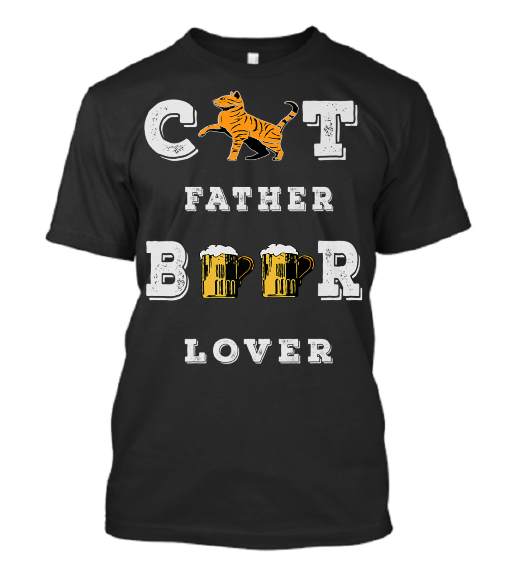 Cat Father Beer Lover Funny Best Cat Dad Beer Mug Love77 T-Shirt