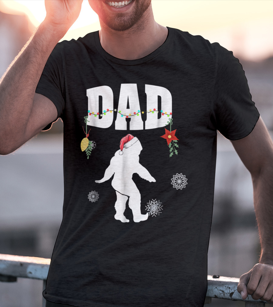 Dad Bigfoot Santa Christmas Family Matching T-Shirt