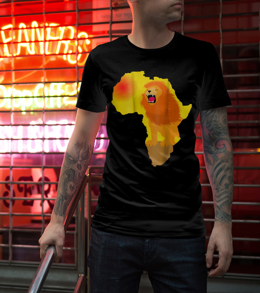 Africa Lion Map Big Five Safari Dad South Animals T-Shirt