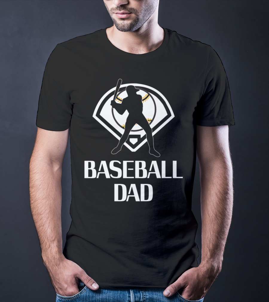 BASEBALL DAD BATTER SILHOUETTE WITH BASEBALL BACKDROP T-Shirt