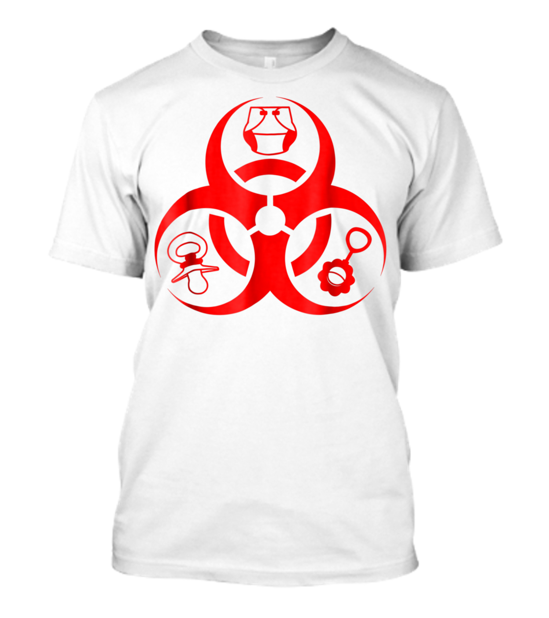 Biohazard Symbol Diaper New Dad Funny First Time Dad Pacifier Rattle T-Shirt