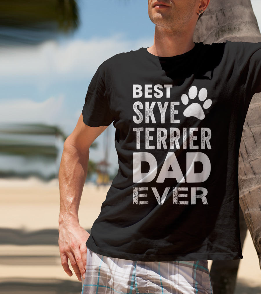 Best Skye Terrier Dad Ever With Paw Prints T-Shirt