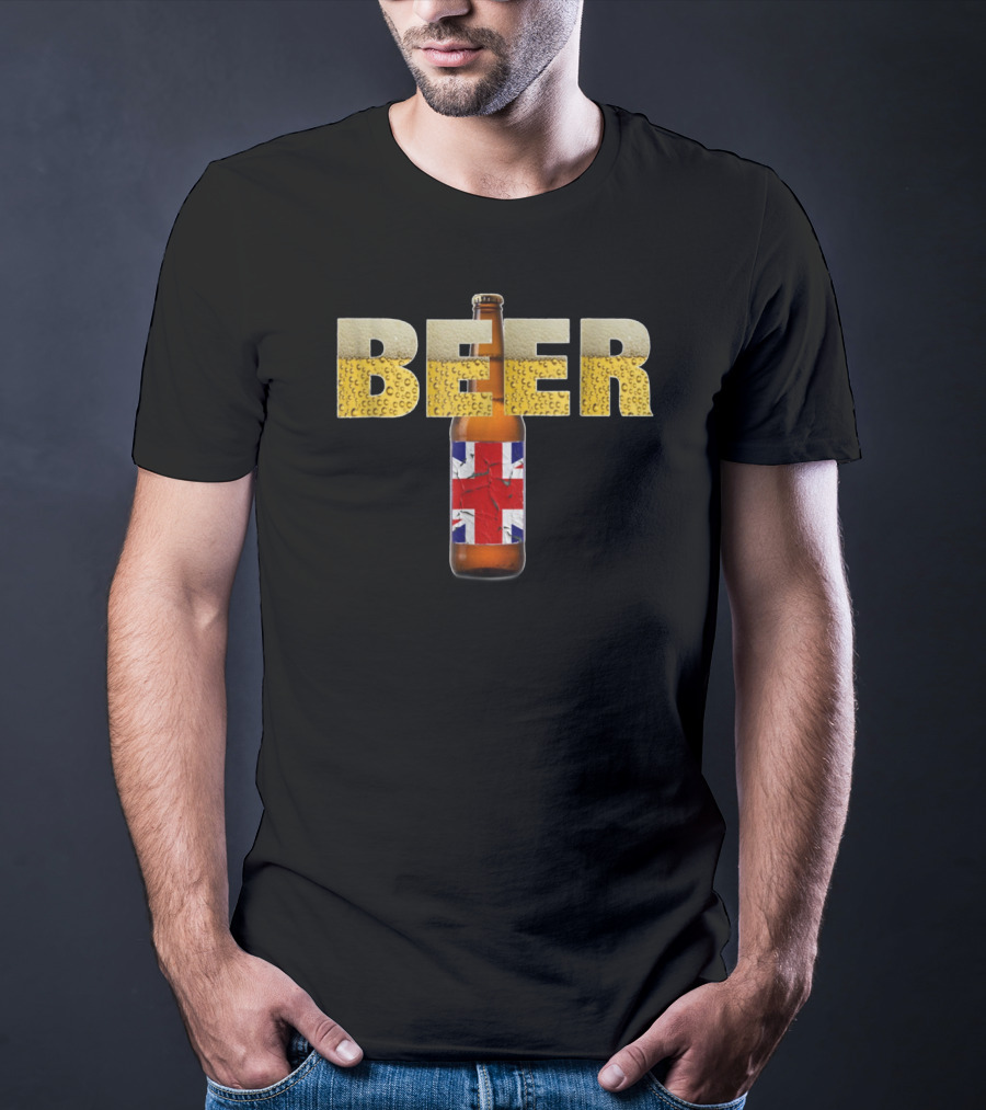 Beer Bottle British Flag Pub Crawl Brewery 29 T-Shirt