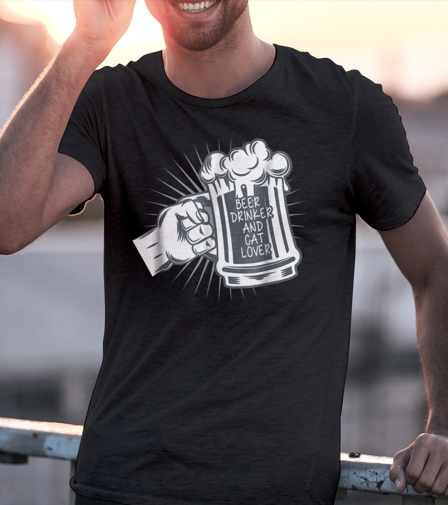 Beer Drinker And Cat Lover Cat Dad81 T-Shirt