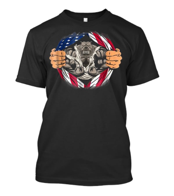 American Pitbull Strength Within US Flag S84 T-Shirt