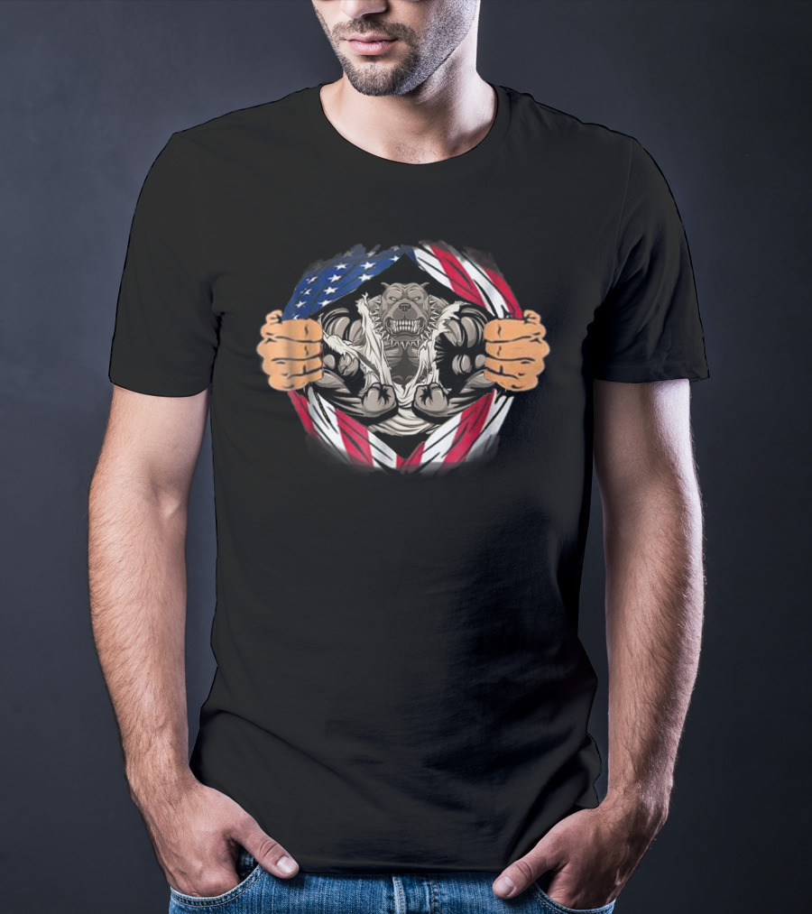 American Pitbull Strength Within US Flag S84 T-Shirt