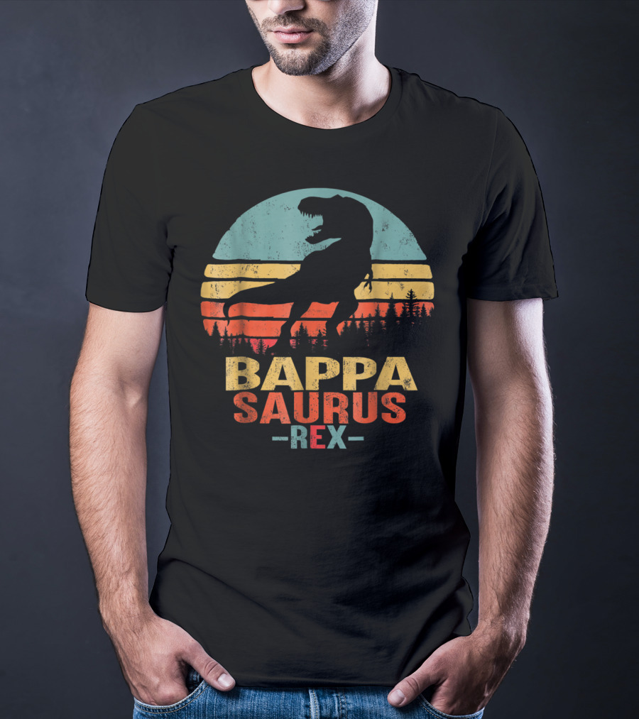 Bappasaurus Rex Dinosaur Retro Sunset T-Shirt