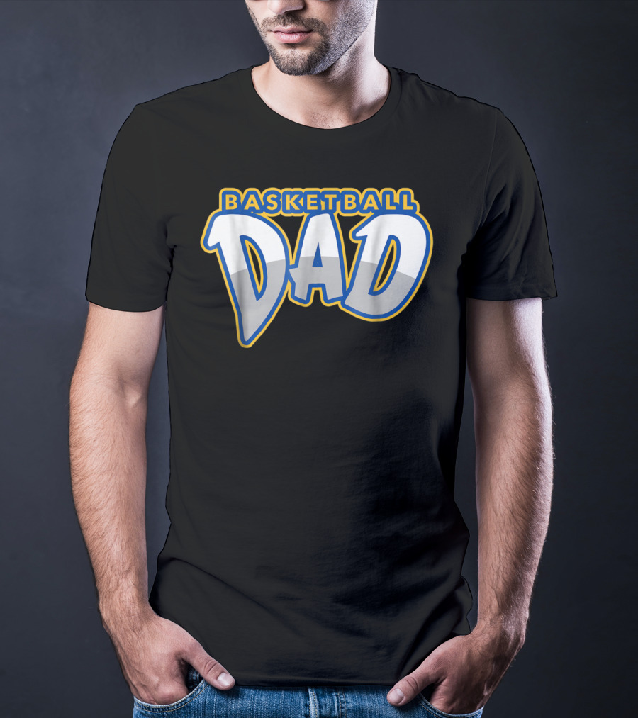 Basketball Dad Bold Blue And Yellow T-Shirt