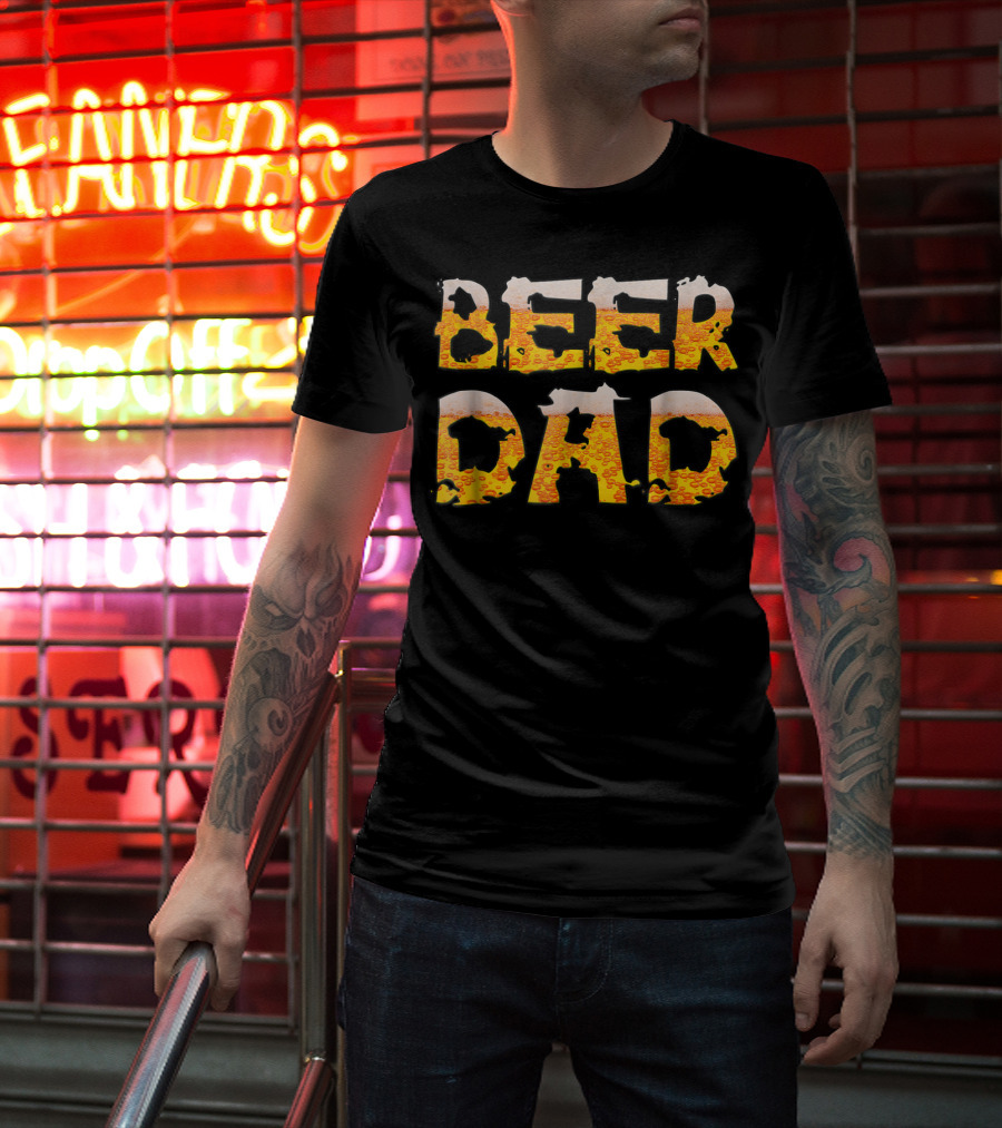 Beer Dad Drinking For Fathers Who Enjoy Beer-Covered Letters T-Shirt