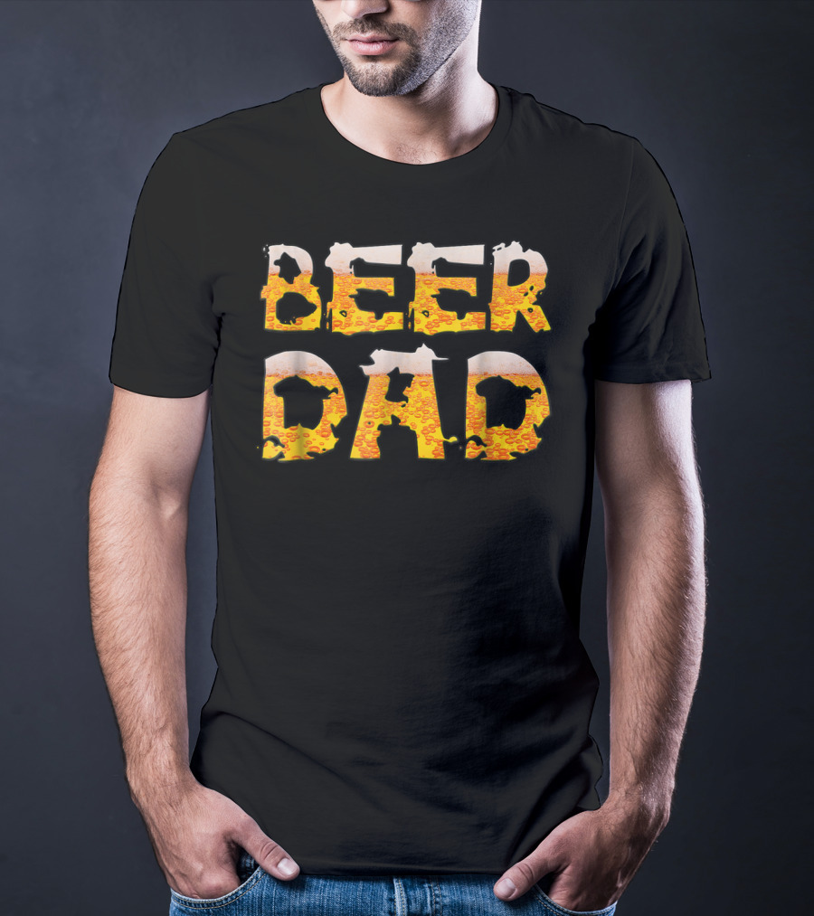 Beer Dad Drinking For Fathers Who Enjoy Beer-Covered Letters T-Shirt