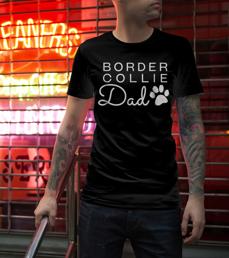 Border Collie Dad Paw Prints T-Shirt