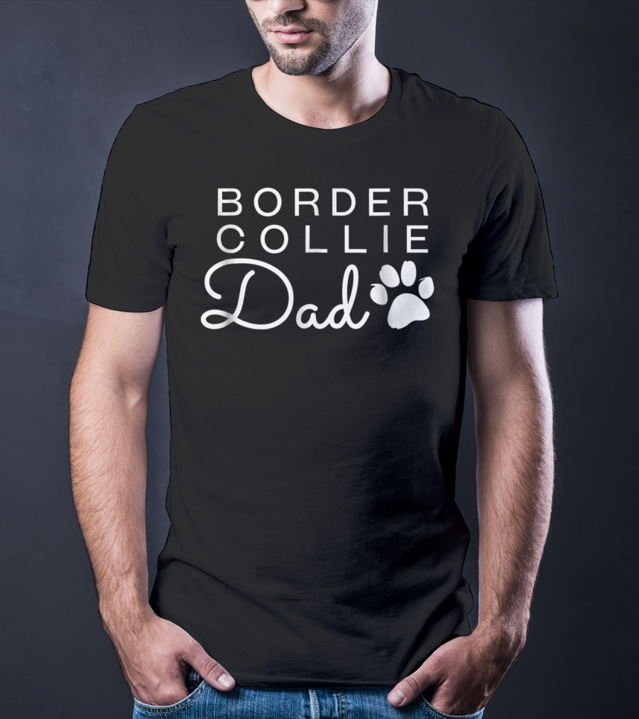 Border Collie Dad Paw Prints T-Shirt