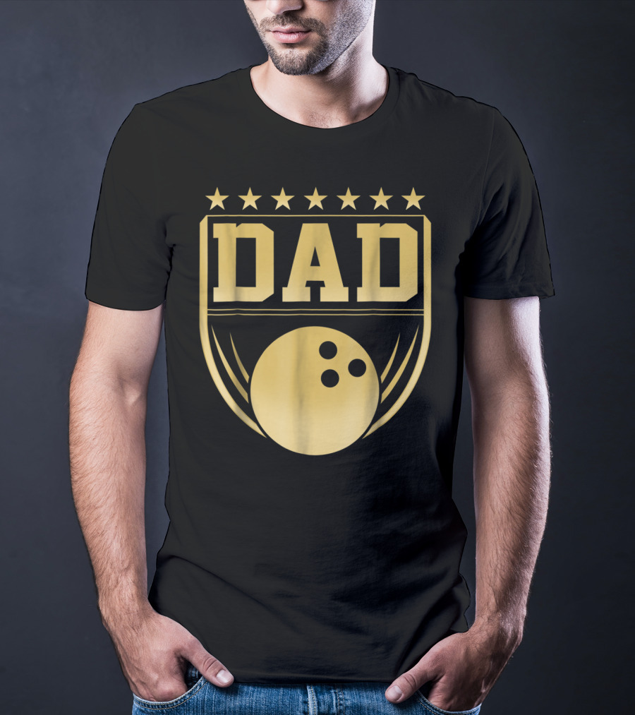 Dad Bowling Golden Shield Medal T-Shirt