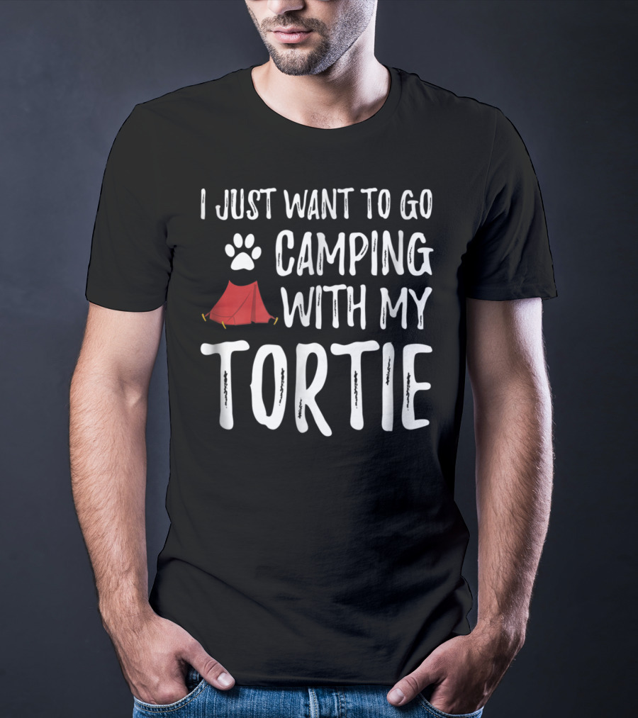 I Just Want To Go Camping With My Tortie Cat Paw Tent T-Shirt