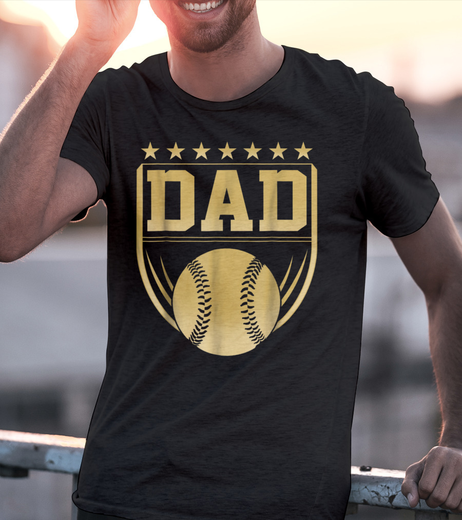 Golden Shield Baseball Dad Medal 76 T-Shirt