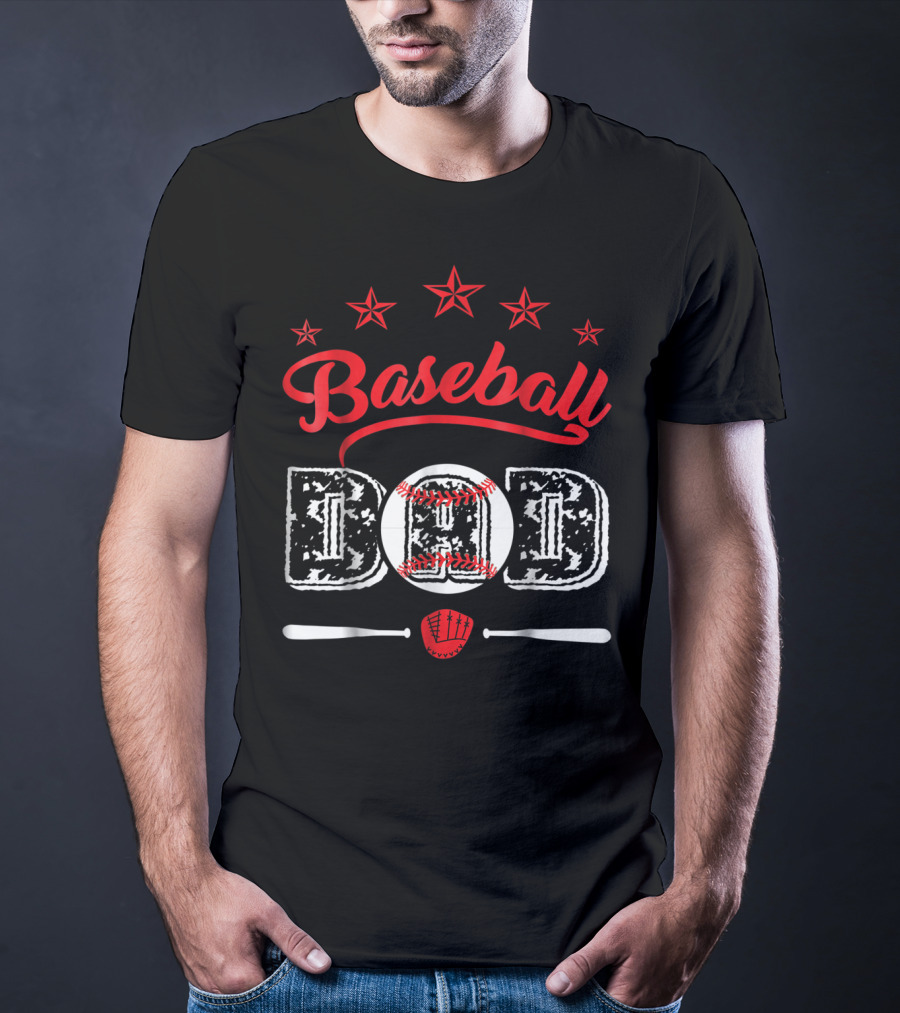 Baseball Dad Stars And Bats T-Shirt