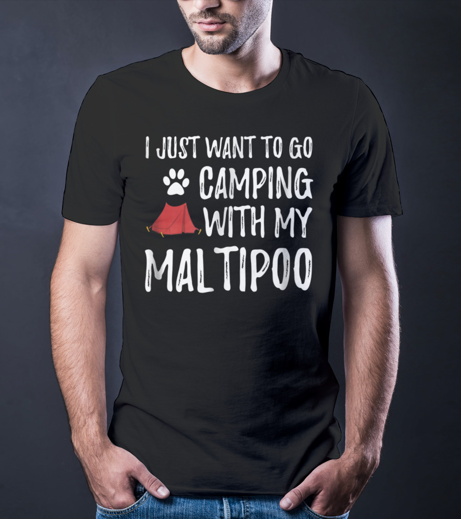 Camping With My Maltipoo For Funny Dog Mom Or Dog Dad Camper91 T-Shirt