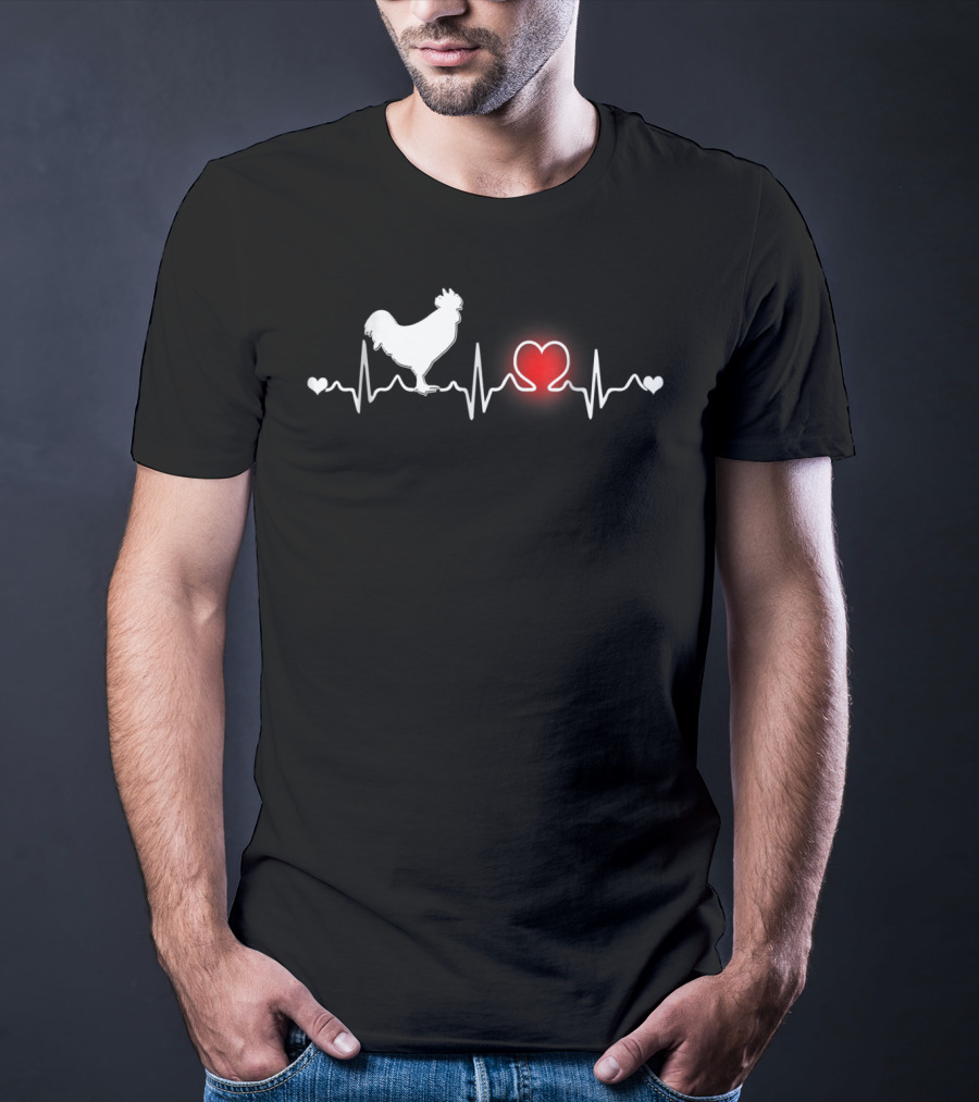 Chicken Girls Boys Heartbeat Rooster Love T-Shirt