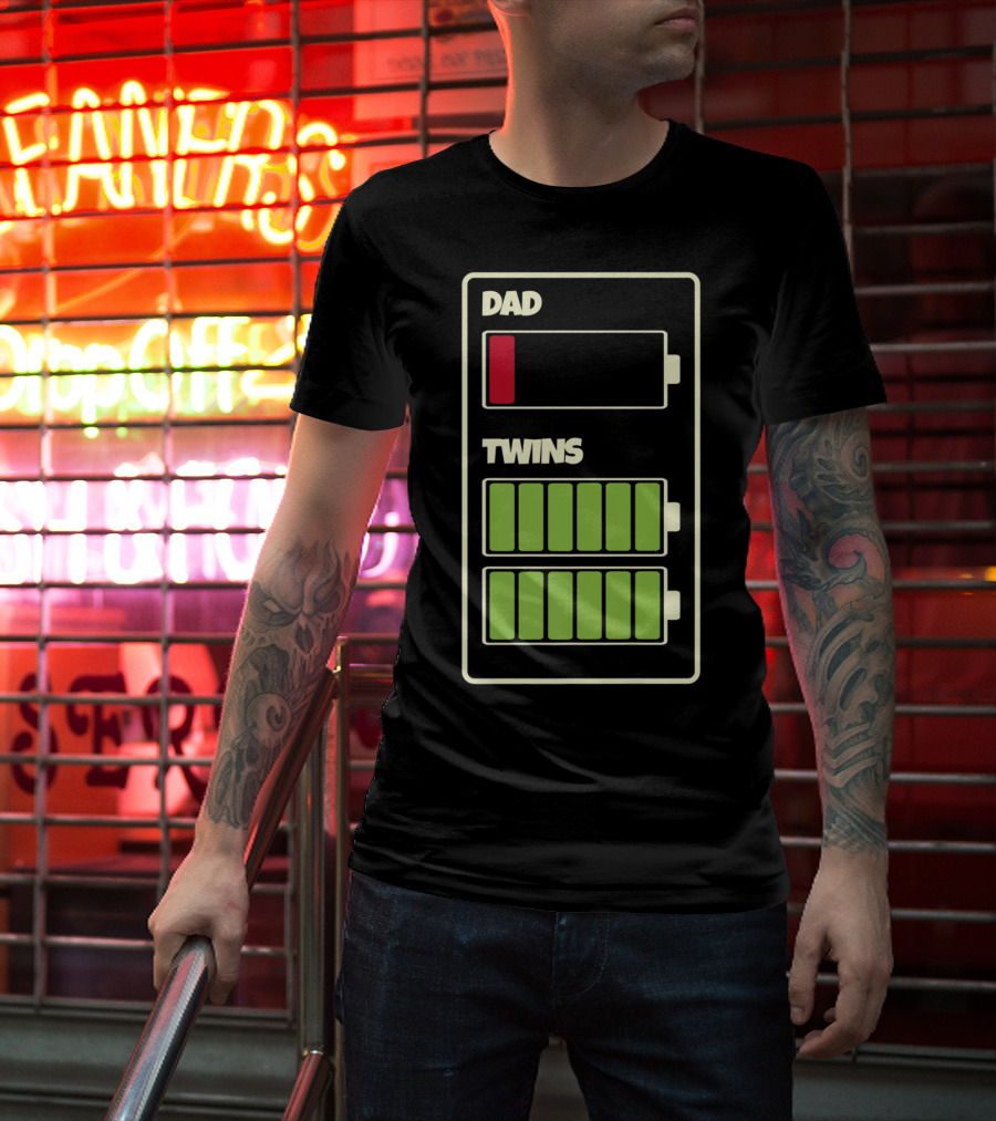 Dad Low Battery Twins Full Charge T-Shirt