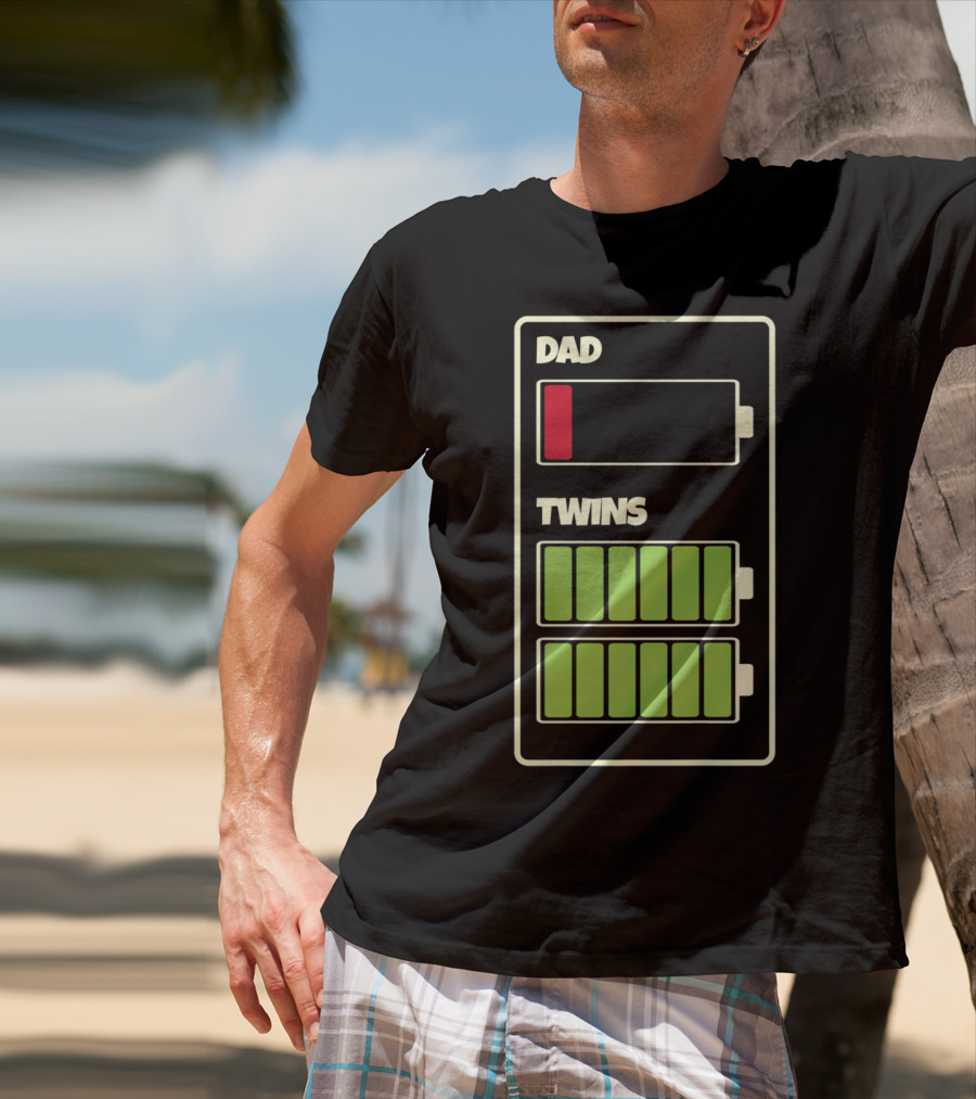 Dad Low Battery Twins Full Charge T-Shirt