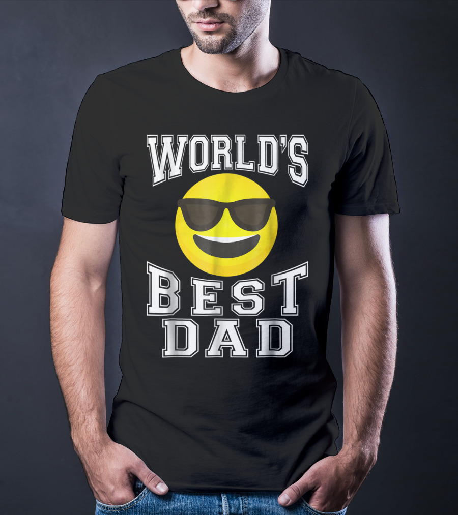 World's Best Dad Cool Emoticon T-Shirt
