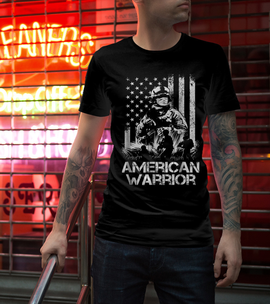American Warrior Veteran Proud USA Patriotic Soldier T-Shirt