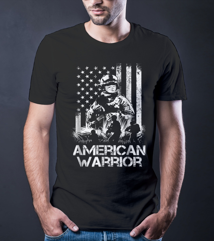 American Warrior Veteran Proud USA Patriotic Soldier T-Shirt