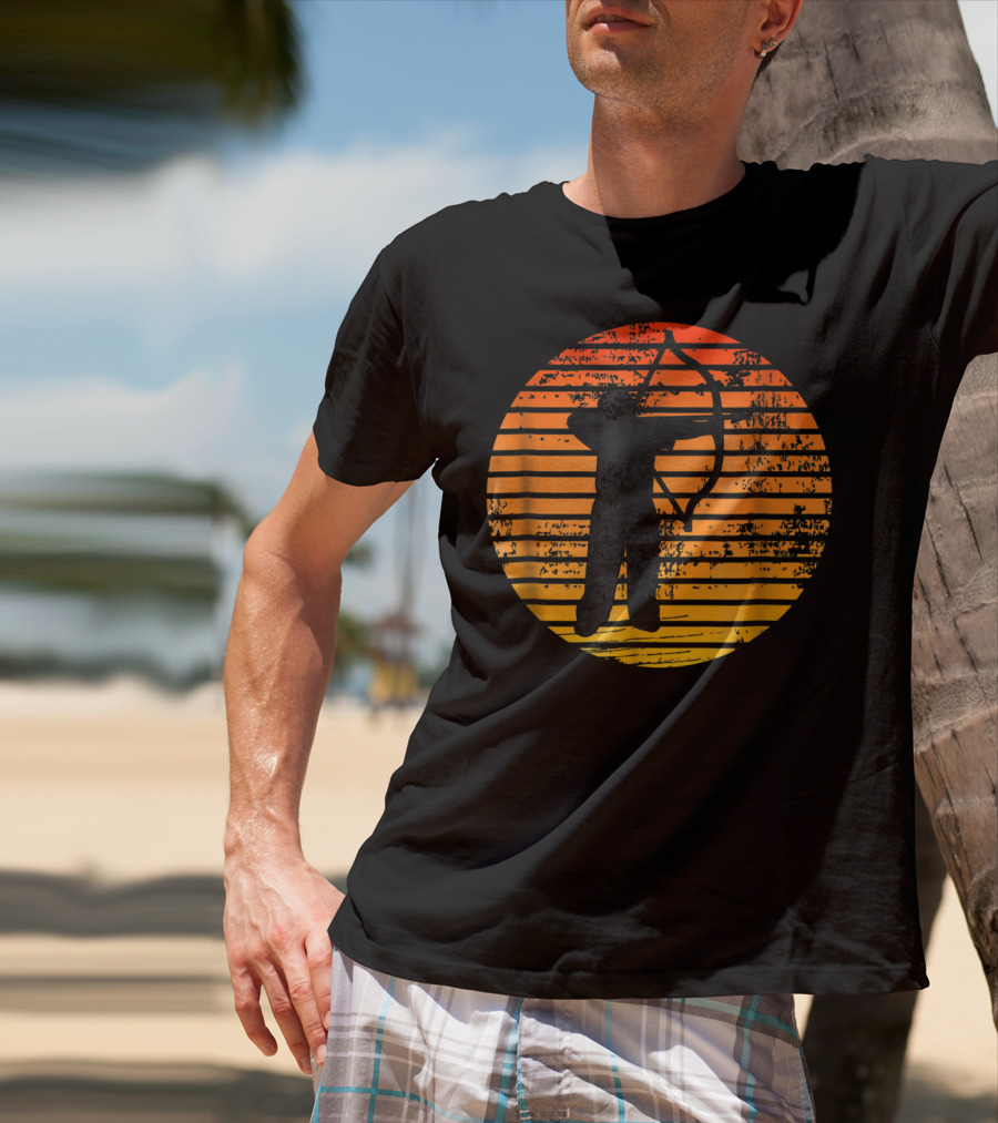 Bowman With Bow And Arrow In Sunset T-Shirt